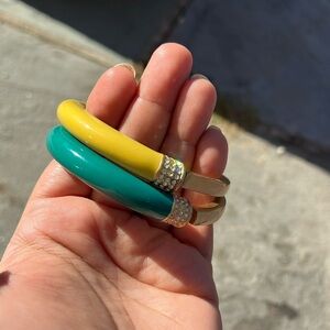 Lia Sophia green and yellow stretch bracelets